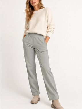 Babaton Light Sage Straight-Leg Elastic Waist Pants
